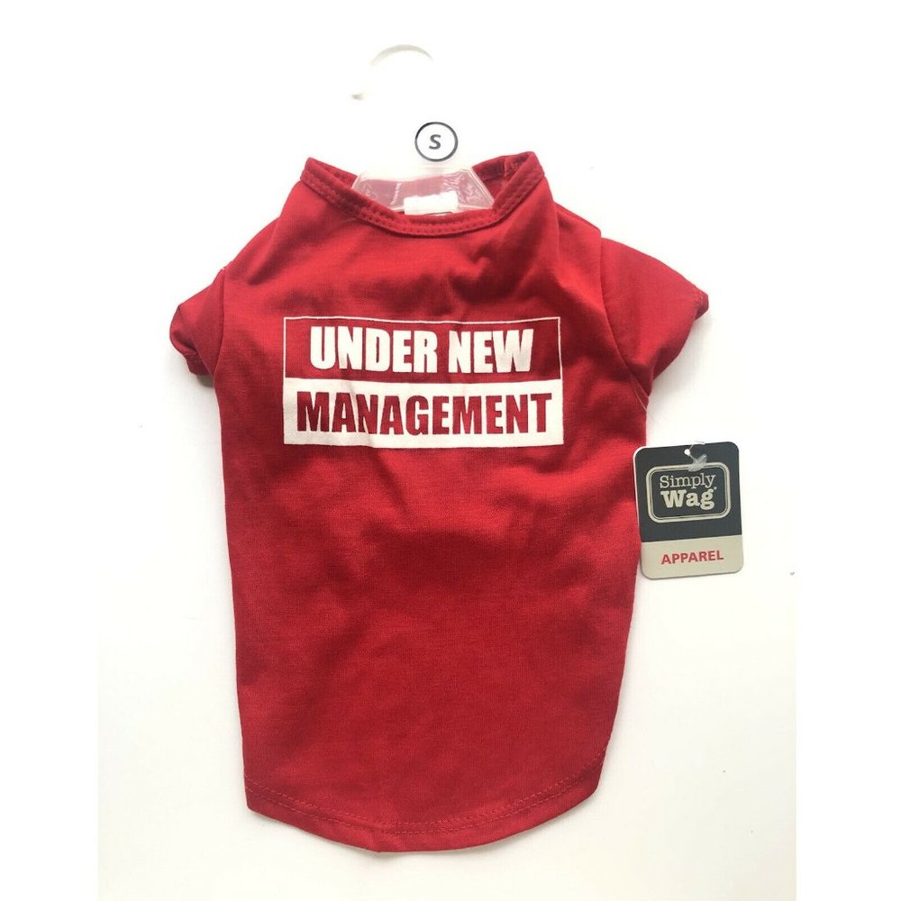 Dog T Shirt Under New Management Pet Apparel Red Humor Funny Size S